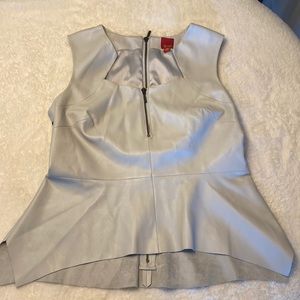 G.I.L.I faux leather peplum top with front and back zipper